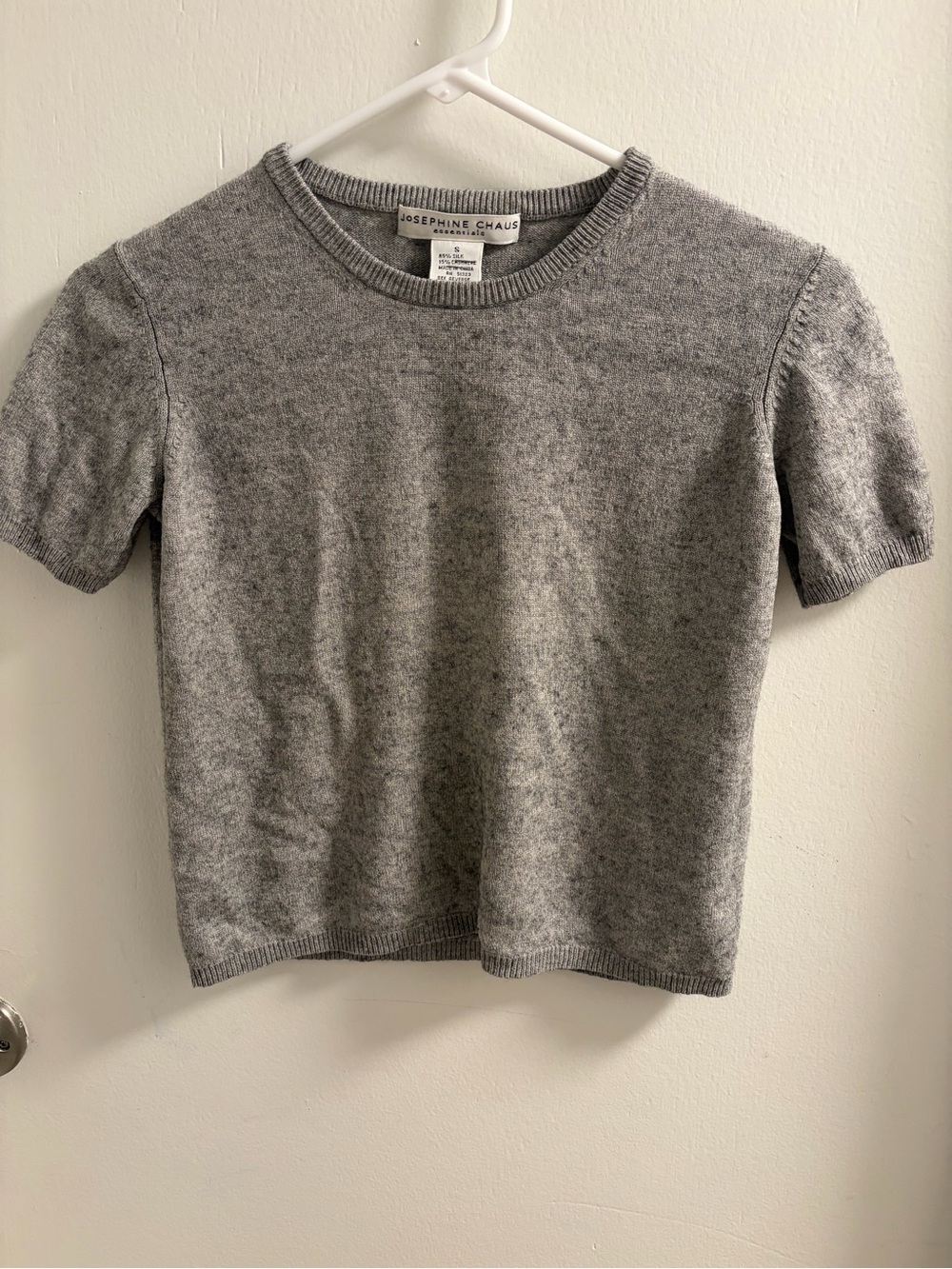 Josephine Chaus Gray Crewneck Short Sleeve Sweater